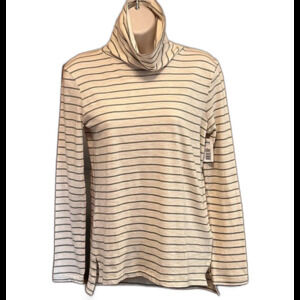 NWT Madewell Turtleneck Ronnie Striped Womens XXS Green Academia Lightweight Y2K